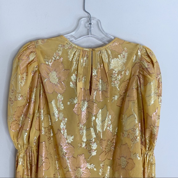 NEW Ulla Johnson Aster Blouse *Citrine* Floral Metallic Silk Blend Sz 0 - Picture 12 of 15